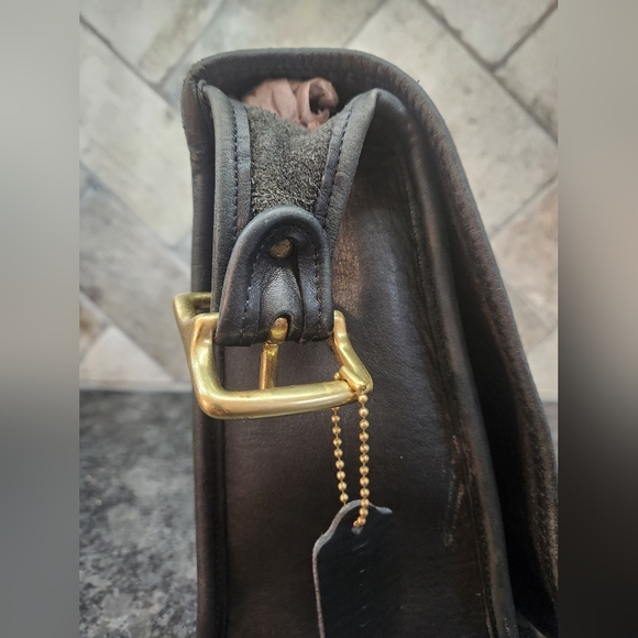 Vintage COACH Stewardess 9525 Brass Black Leather Crossbody Bag Costa Rica - Picture 6 of 16